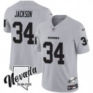 Bo Jackson Men’s Las Vegas Raiders Nevada Silver State Patch Vapor Gray Jersey