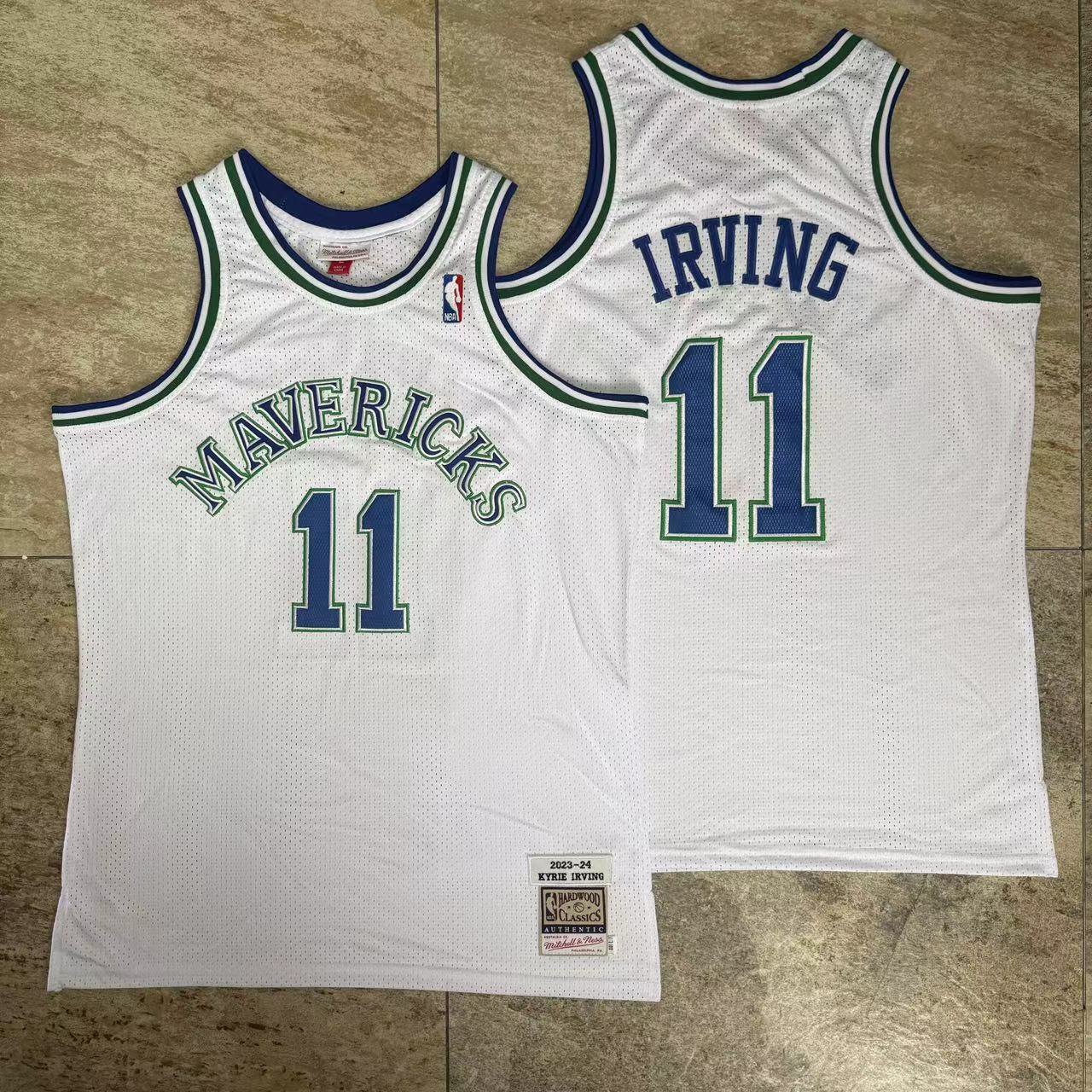 Mavericks #11 Kyrie Irving Mitchell & Ness Jersey White