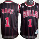 Men's Chicago Bulls #1 Derrick Rose Stripe Basketball Jersey Red