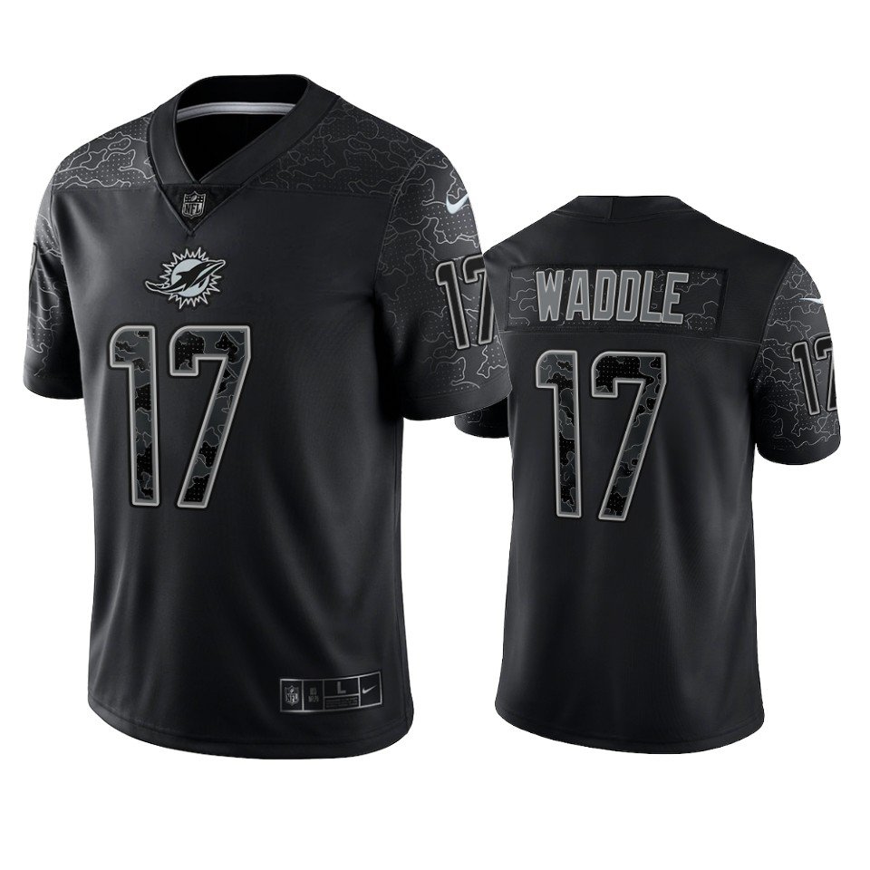 Dolphins Jaylen Waddle Reflective Limited Black Jersey