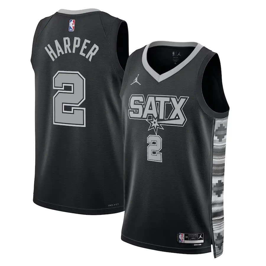 San Antonio Spurs #2 Dylan Harper Black Statement Edition Player Jersey