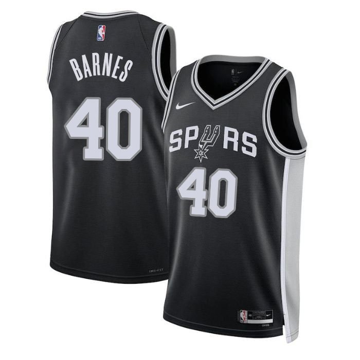 San Antonio Spurs #40 Harrison Barnes Black Icon Edition Stitched Basketball Jersey
