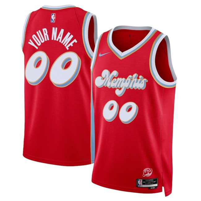 Memphis Grizzlies Active Player Custom Red 2024-25 City Edition Stitched Basketball Jersey