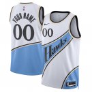 Mens Youth Atlanta Hawks Custom White Blue 2024-25 City Edition Swingman Jersey