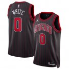 Coby White #0 Chicago Bulls Statement Edition Stripe Jersey Black
