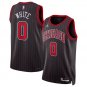 Coby White #0 Chicago Bulls Statement Edition Stripe Jersey Black
