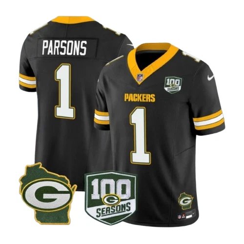 Green Bay Packers #1 Micah Parsons Black 100th Season F.U.S.E. Limited Jersey