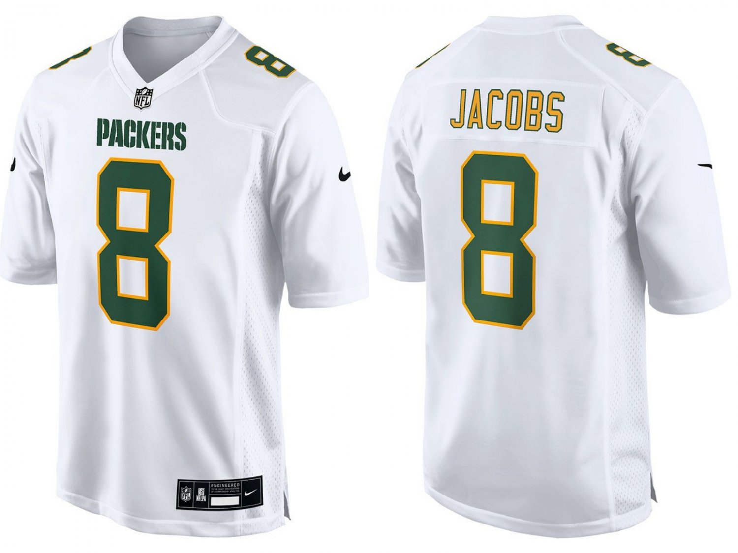 Green Bay Packers #8 Josh Jacobs White Fashion Game Football Jersey
