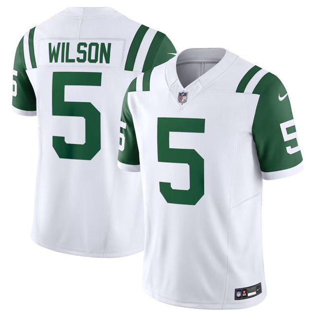 New York Jets #5 Garrett Wilson White Classic 2024 F.U.S.E. Limited Football Jersey