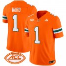Men’s Miami Hurricanes #1 Cameron Ward 2024 Vapor Limited Jersey Orange
