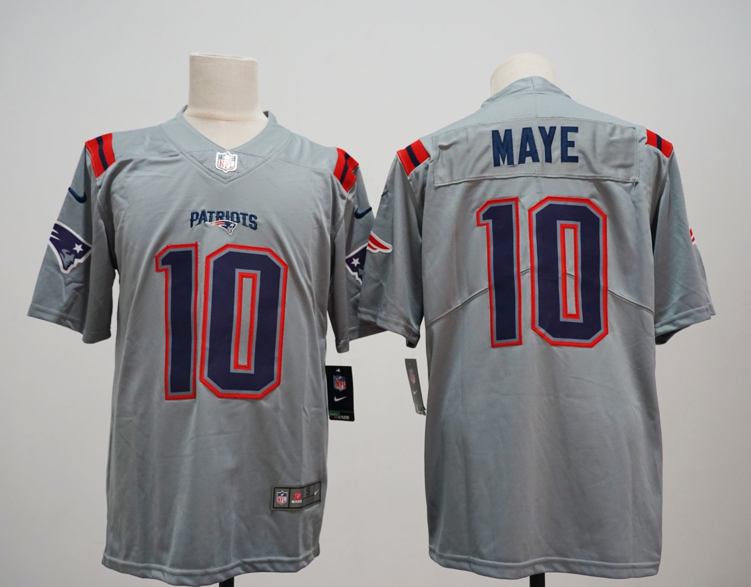 New England Patriots #10 Drake Maye Gray Vapor Football Jersey