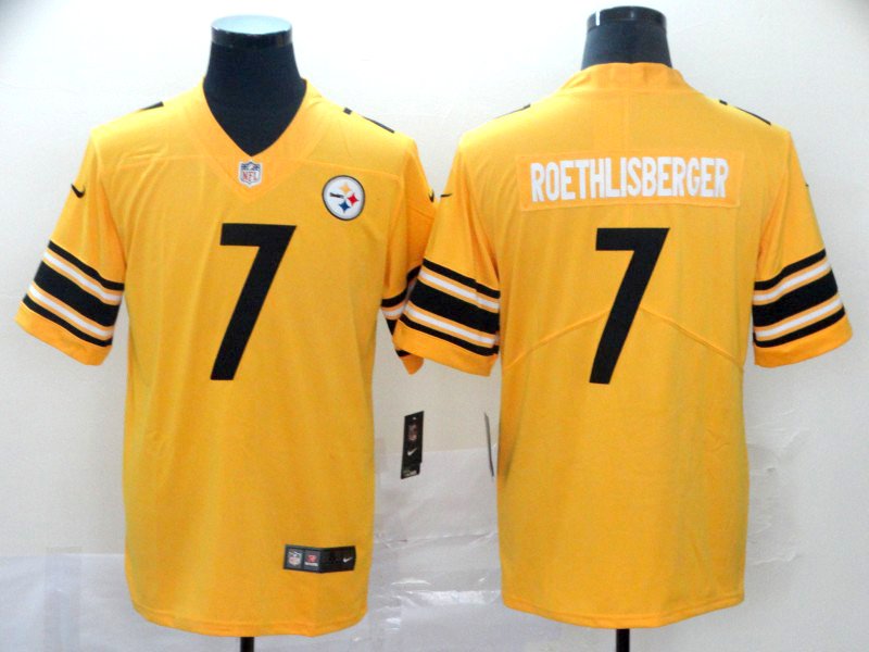 PIT #7 Ben Roethlisberger Gold Inverted Legend stitched Jersey