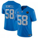 Detroit Lions #58 Penei Sewell Blue 2025 F.U.S.E. With 3 -Star C Patch And John Madden Patch Jersey