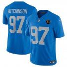 Detroit Lions #97 Aidan Hutchinson Blue 2025 F.U.S.E.With John Madden Patch Jersey