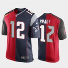 Men's Tom Brady Patriots And Buccaneer Split Two Tone Jersey Red Navy