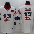 Mens Buccaneers #12 Tom Brady Stripe USA Flag Football Jersey White