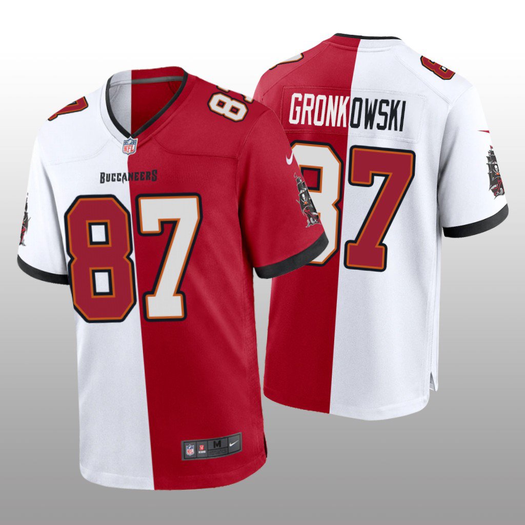 Mens Buccaneers #87 Rob Gronkowski split Jersey red white