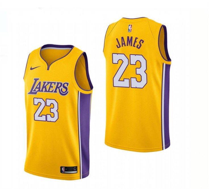 LA Lakers LeBron James NBA Jersey Yellow Gold