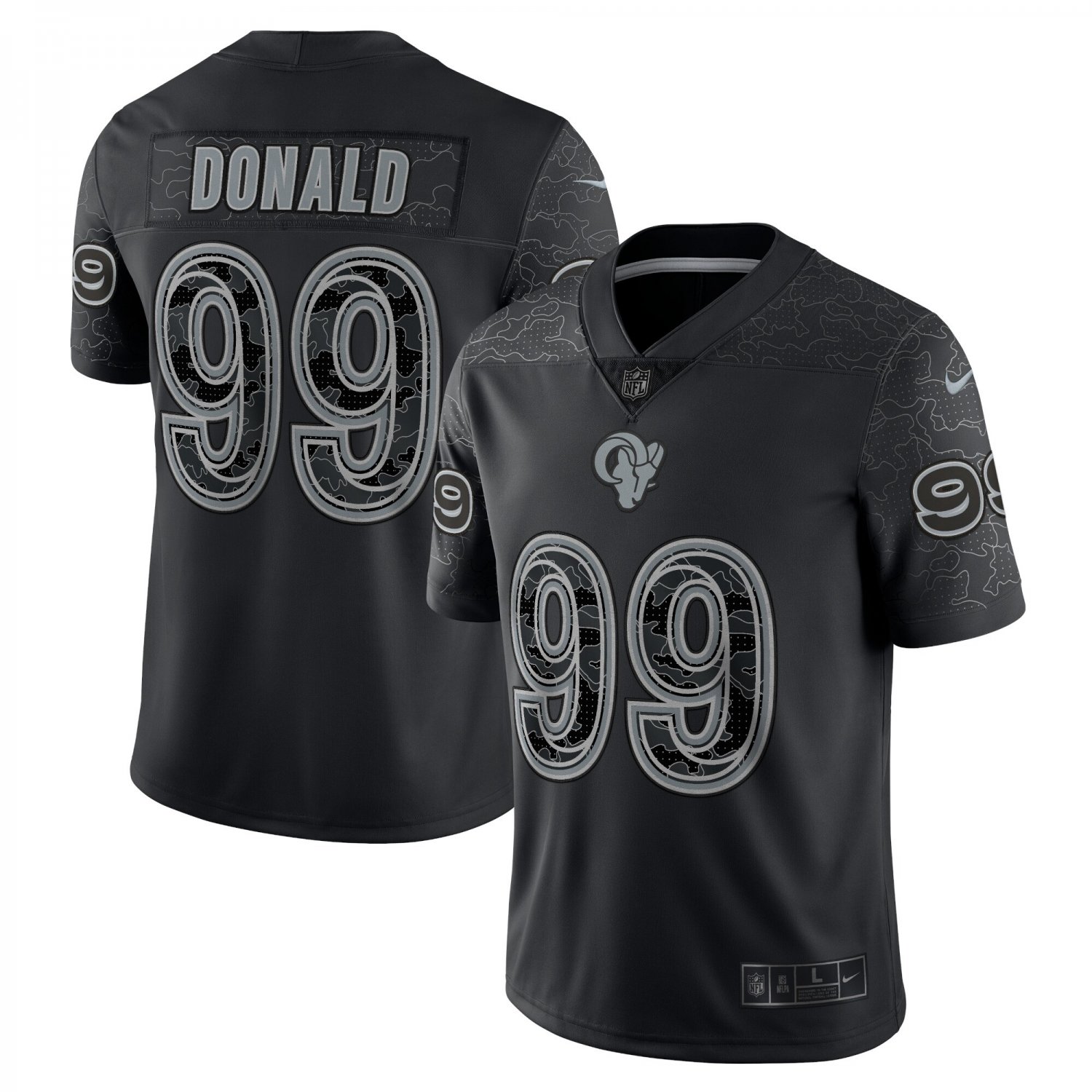 Los Angeles Rams #99 Aaron Donald Reflective Limited Jersey Black