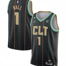 Men's Youth Hornets #1 LaMelo Ball City Jersey Black Stitched