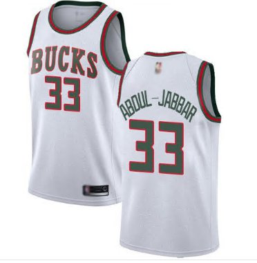 MIL Kareem Abdul-Jabbar Jersey White #33