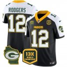 Packers #12 Aaron Rodgers Black White F.U.S.E. Time World Champions Football Jersey
