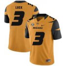 Men's Missouri Tigers #3 Drew Lock NCAA Jersey College Gold Color