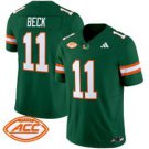 Miami Hurricanes #11 Carson Beck Aqua Stitched Football Jersey Green