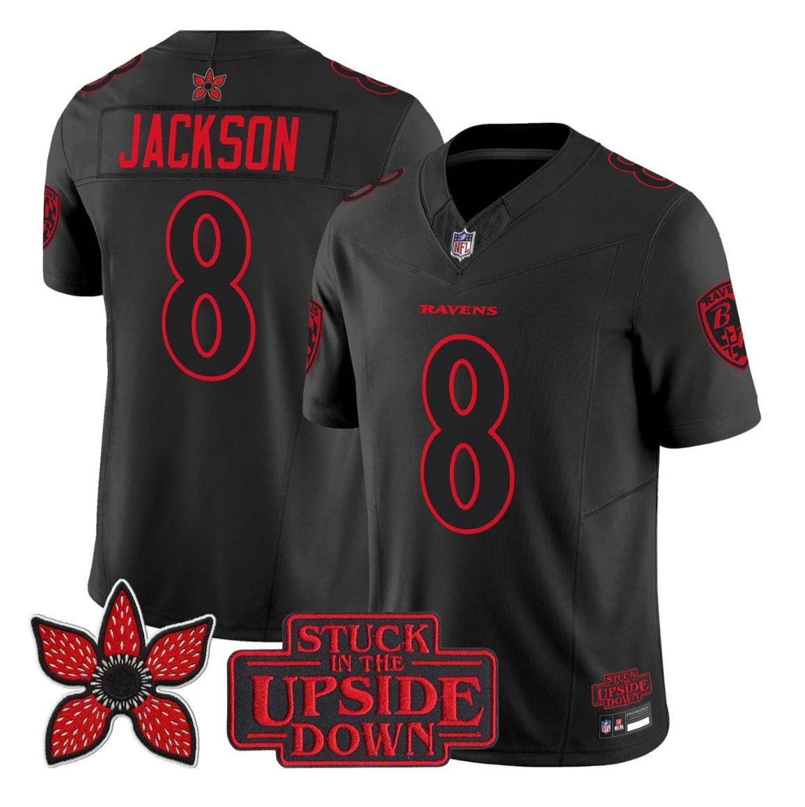 Lamar Jackson Jersey #8 Stranger Things Edition Vapor Limited Stitched
