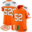 Ray Lewis Jersey #52 Miami Hurricnes 2025 Vapor Limited Stitched Orange Alternate