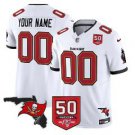 Custom Tampa Bay Buccaneers Jersey Name Number 50TH Stitched White