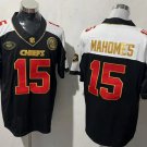 Men's Chiefs #15 Patrick Mahomes Black Gold FUSE NKH Patch Limited Football Jersey