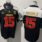 Men's Chiefs #15 Patrick Mahomes Black Gold FUSE NKH Patch Limited Football Jersey