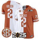 Matthew Golden Jersey #2 Texas Longhorns 2025 CFP Final Patch Split