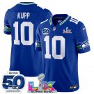 Seahawks #10 Cooper Kupp Royal 2025 F.U.S.E. Super Bowl LX Patch And 50th Season Patch Jersey