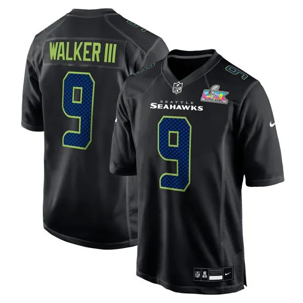 Seattle Seahawks #9 Kenneth Walker III Super Bowl LX Patch Black Fashion Game Jersey Black