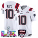 Drake Maye White 2025 F.U.S.E. Super Bowl LX Patch And USA 250 Patch Football Jersey
