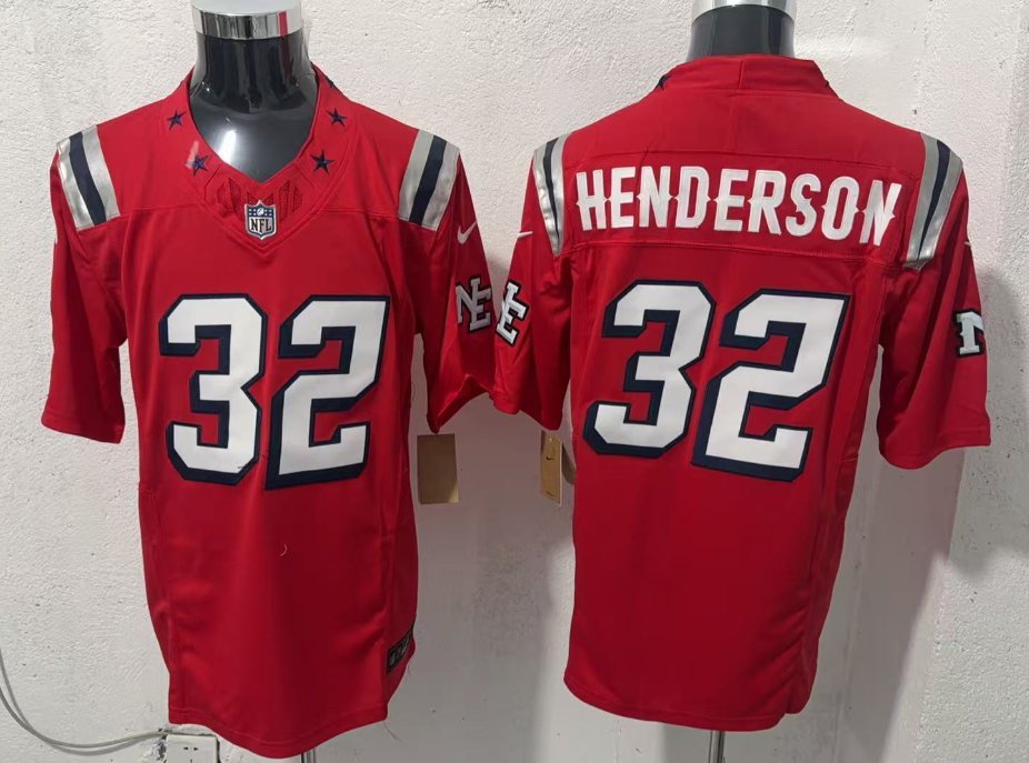 NE #32 TreVeyon Henderson Throwback F.U.S.E. Fashion Stitched Jersey Red