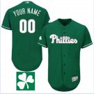 Any Size Philadelphia Phillies #00 Name St. Patrick's Day Baseball Jersey Kelly Green