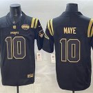 Men's Patriots #10 Drake Maye Black Gold 2025 AFC East Championship Patch Jersey