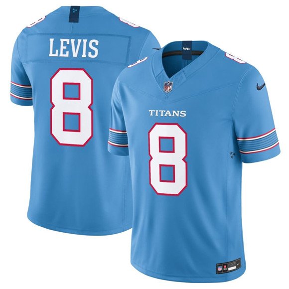 Titans #8 Will Levis Light Blue 2026 F.U.S.E. Vapor Limited Football Stitched Jersey