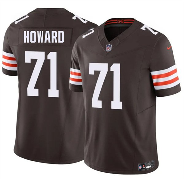Men's CLE #71 Tytus Howard Brown F.U.S.E. Vapor Limited Stitched Jersey