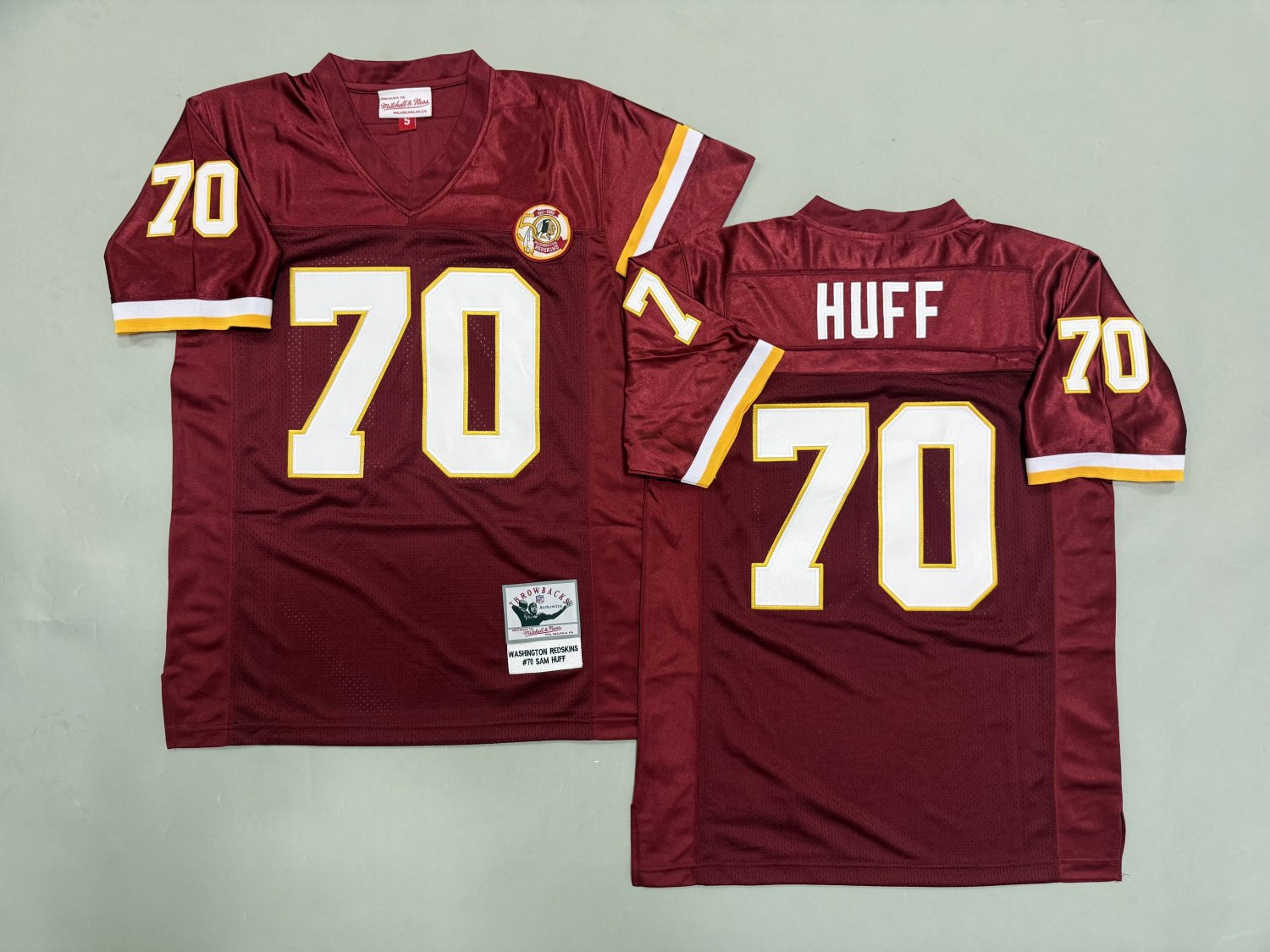 Washington Commanders Redskins #70 Sam Huff Burgundy Throwback Football Jersey