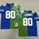 Men's Mitchell & Ness Seahawks #80 Steve Largent Split Jersey Royal Green