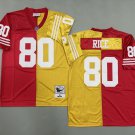 Men's Mitchell & Ness Jerry Rice 49ers Throwback Split Jersey Red Gold
