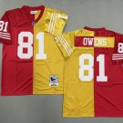 Men's Mitchell & Ness Terrell Owens 49ers Throwback Split Jersey Red Gold