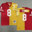 Men's Mitchell & Ness Steve Young 49ers Throwback Split Jersey Red Gold
