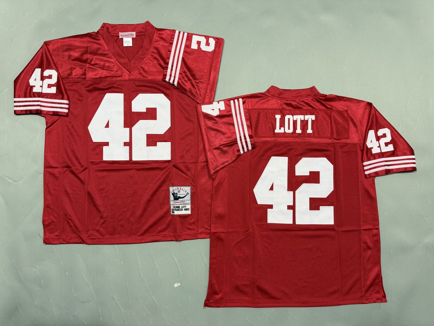 Men's Mitchell & Ness Ronnie Lott San Francisco 49ers Throwback Jersey Red