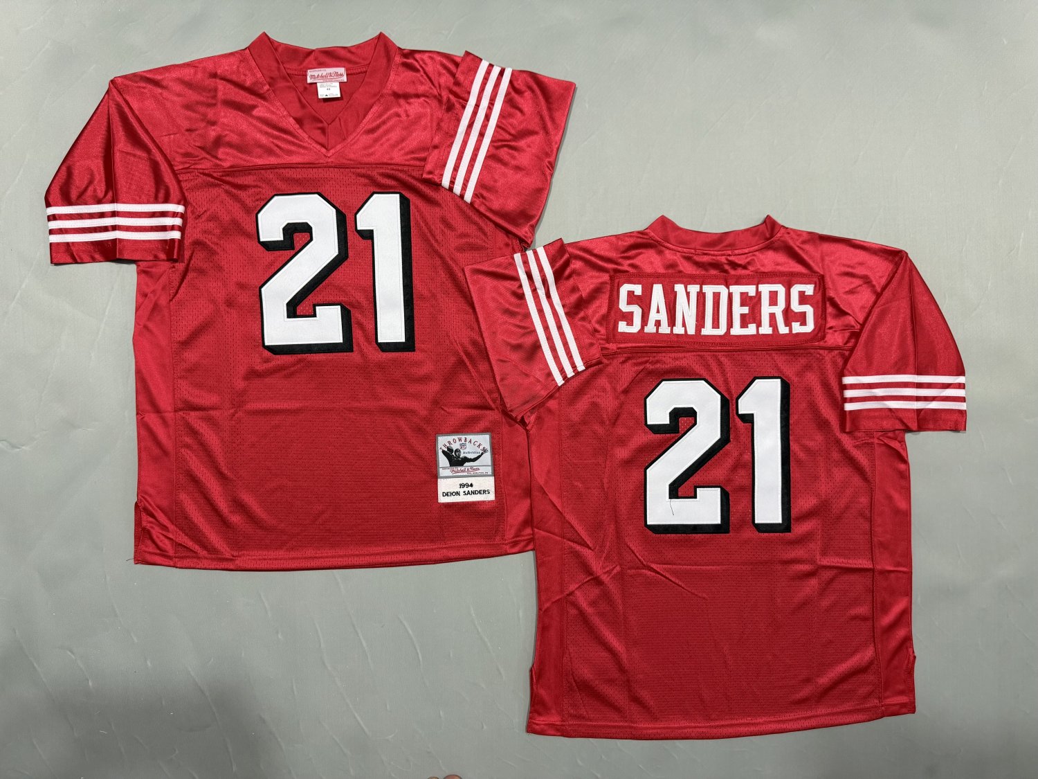 Men's Mitchell & Ness Deion 49ers Color Rush Throwback Jersey Red