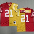 Men's Mitchell & Ness Deion Sanders 49ers Throwback Split Jersey Red Gold